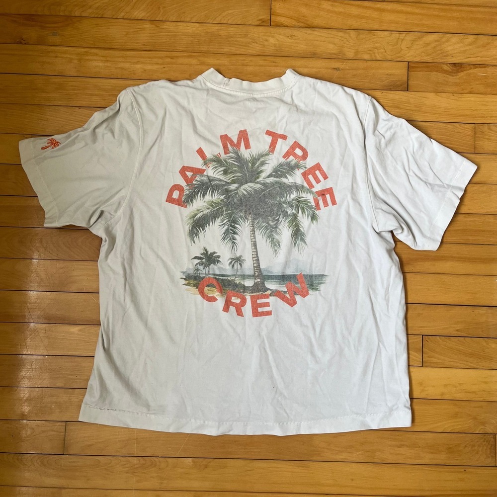 Abercrombie & Fitch x Palm Tree Crew Graphic T-Shirt Off-White Boxy Mens XL